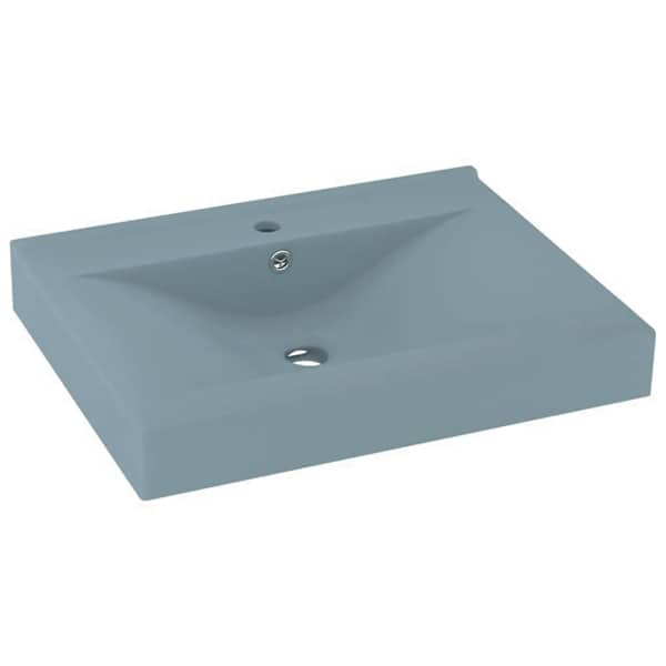 vidaXL valamu kraaniavaga matt helesinine 60 x 46 cm keraamiline