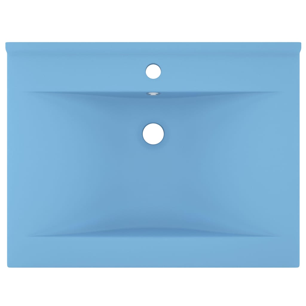 vidaXL Wastafel met kraangat 60x46 cm keramiek mat lichtblauw afbeelding