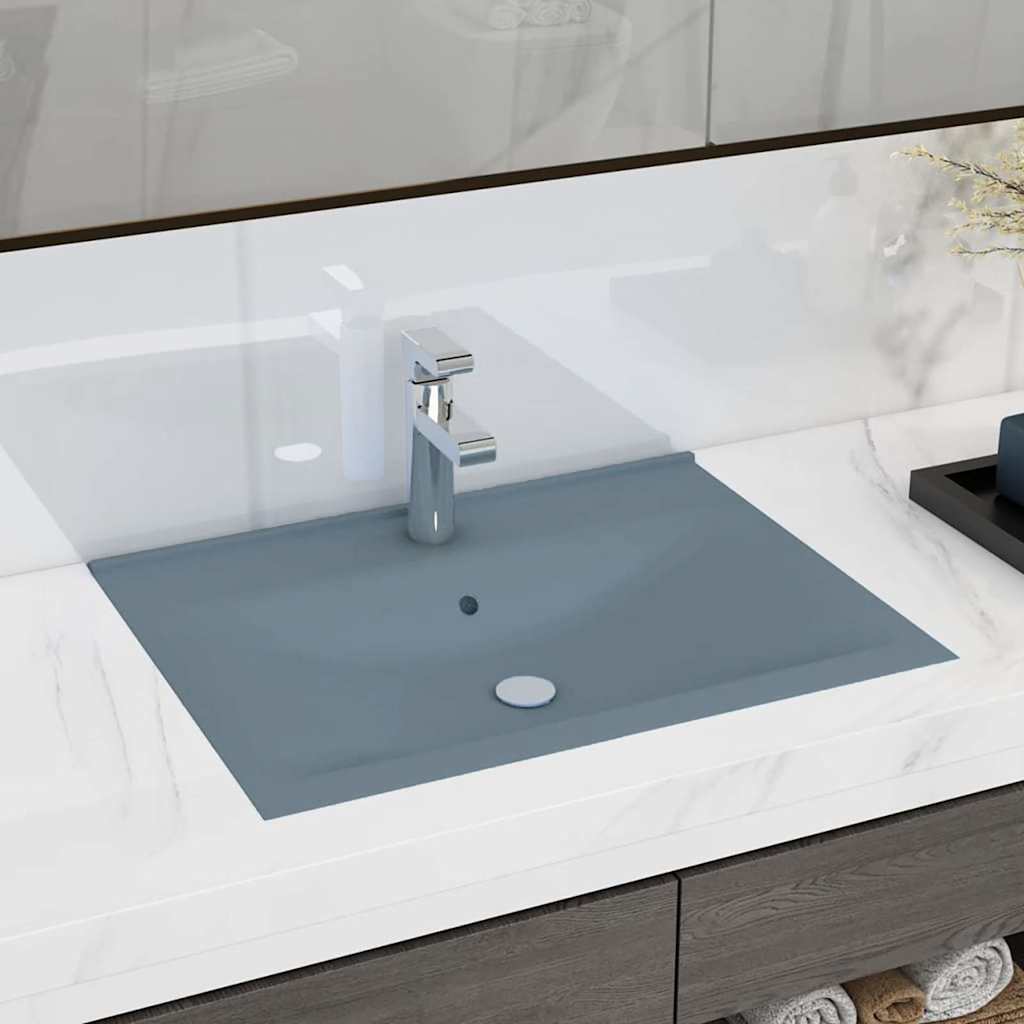 Lavabo avec trou de robinet Bleu clair mat 60x46 cm Céramique