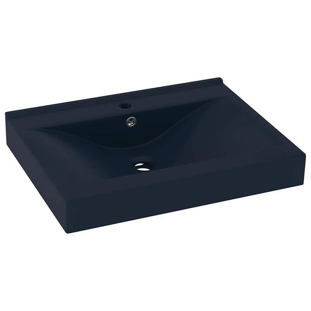 E-shop vidaXL Luxusné umývadlo, otvor na batériu, matné tmavomodré 60x46 cm