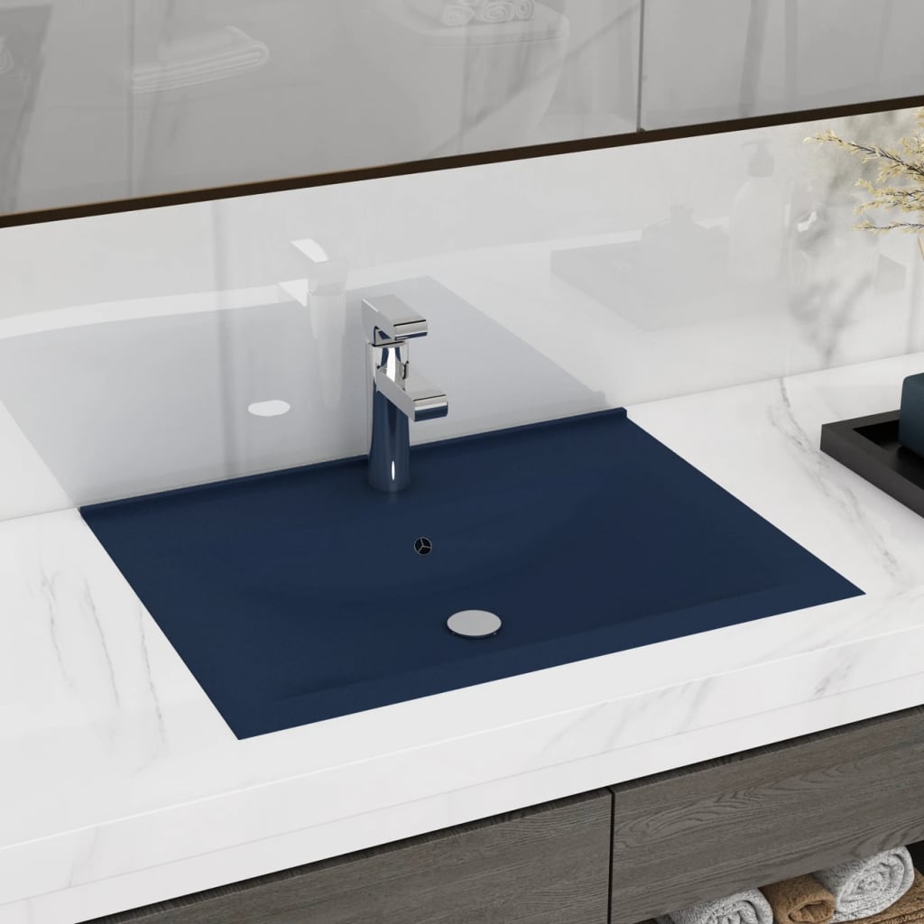 vidaXL Chiuvetă baie lux orificiu robinet albastru 60×46 cm ceramică 60x46