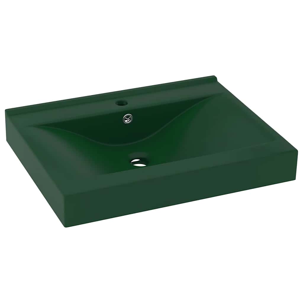 E-shop vidaXL Luxusné umývadlo, otvor na batériu, matné tmavozelené 60x46 cm