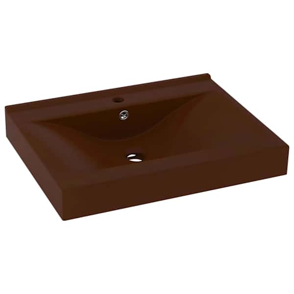vidaXL valamu kraaniavaga matt tumepruun 60 x 46 cm keraamiline