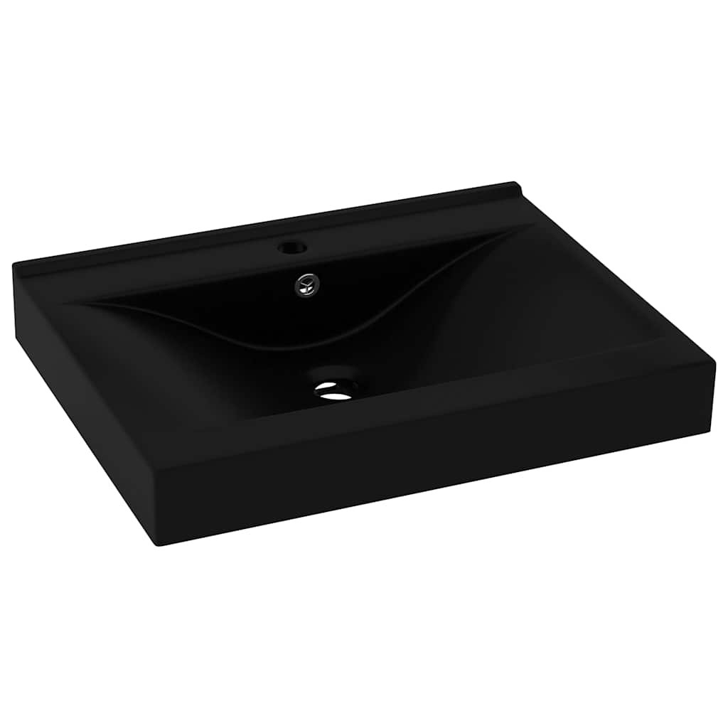 vidaXL Luxusní umyvadlo otvor na baterii matné černé 60x46 cm keramika