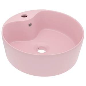 Luxusní umyvadlo s přepadem matné růžové 36 x 13 cm keramické - obrázek 2