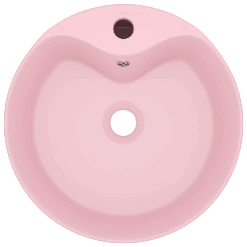 vidaXL Chiuvetă de lux cu preaplin, roz mat, 36 x 13 cm, ceramică