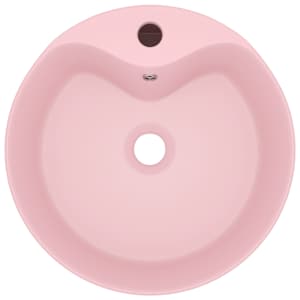 Luxusní umyvadlo s přepadem matné růžové 36 x 13 cm keramické - obrázek 3