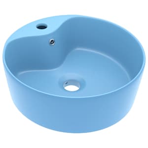 vidaXL valamu &uuml;levooluavaga matt helesinine 36 x 13 cm keraamiline