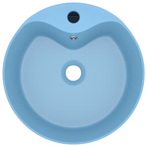 Luxusní umyvadlo přepad matné světle modré 36 x 13 cm keramické - obrázek 3