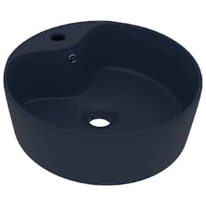 Luxusní umyvadlo přepad matné tmavě modré 36 x 13 cm keramické - obrázek 2