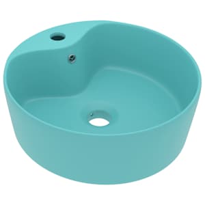 vidaXL valamu &uuml;levooluavaga matt roheline 36 x 13 cm keraamiline