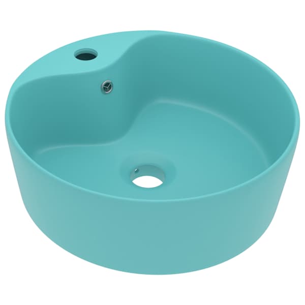vidaXL valamu &uuml;levooluavaga matt roheline 36 x 13 cm keraamiline