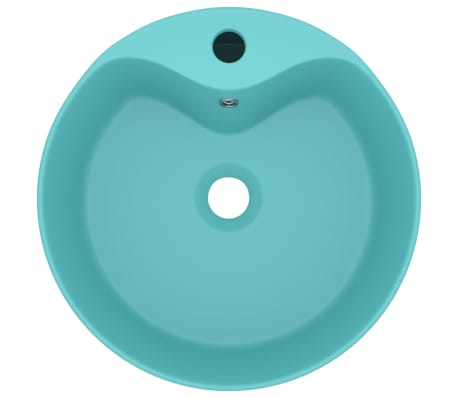 vidaXL Luksuriøs servant med overløp matt lysegrønn 36x13 cm keramisk