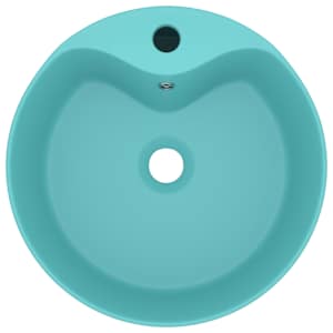 vidaXL Luksuriøs servant med overløp matt lysegrønn 36x13 cm keramisk