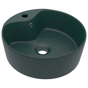 Luxusní umyvadlo přepad matné tmavě zelené 36 x 13 cm keramické - obrázek 2
