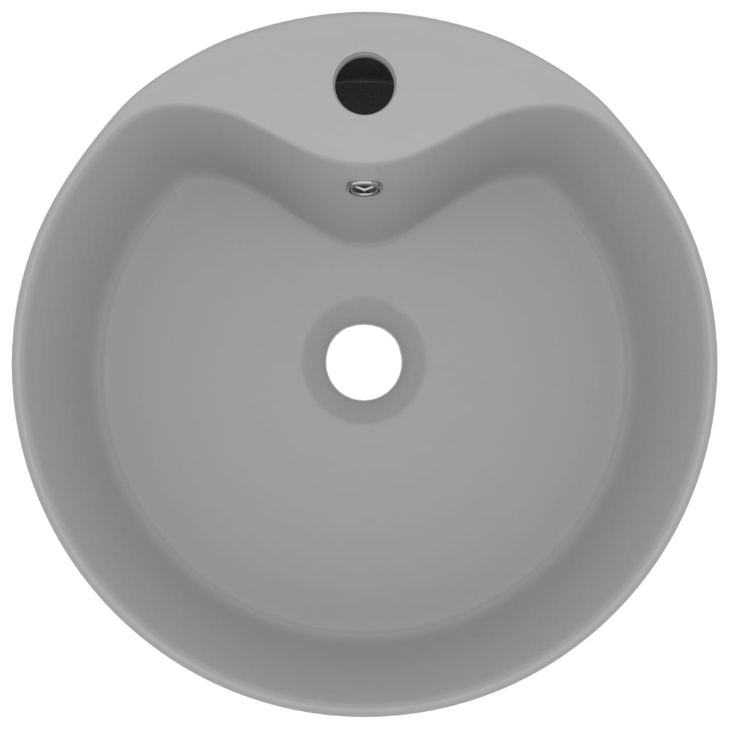 vidaXL Wastafel met overloop 36x13 cm keramiek mat lichtgrijs afbeelding
