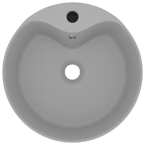 Luxusní umyvadlo přepad matné světle šedé 36 x 13 cm keramické - obrázek 3