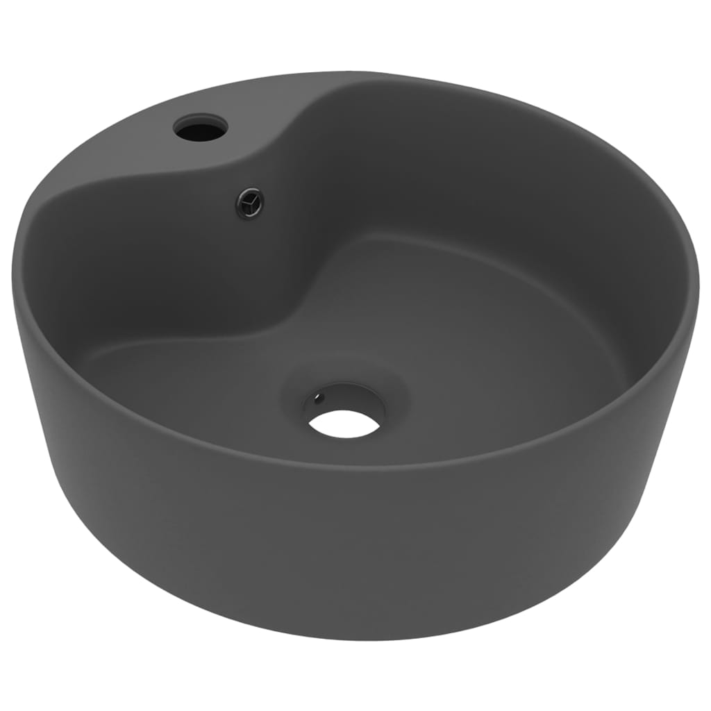 vidaXL Luxusní umyvadlo přepad matné tmavě šedé 36 x 13 cm keramické