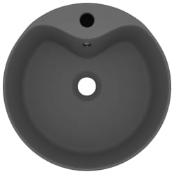 vidaXL Wastafel met overloop 36x13 cm keramiek mat donkergrijs