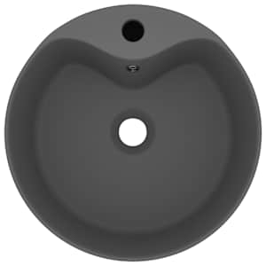 vidaXL Luxus-Waschbecken mit &Uuml;berlauf Matt Dunkelgrau 36x13 cm Keramik