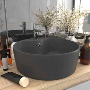 Razkošen umivalnik mat temno siv 36x13 cm keramičen