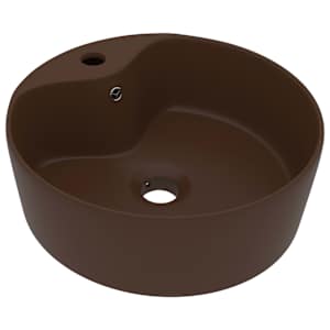 Luxusní umyvadlo přepad matné tmavě hnědé 36 x 13 cm keramické - obrázek 2
