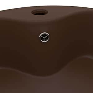 Luxusní umyvadlo přepad matné tmavě hnědé 36 x 13 cm keramické - obrázek 5