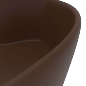 Luxusní umyvadlo přepad matné tmavě hnědé 36 x 13 cm keramické - obrázek 6