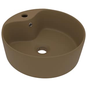 Luxusní umyvadlo s přepadem matné krémové 36 x 13 cm keramické - obrázek 2