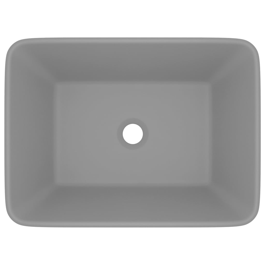 vidaXL Wastafel 41x30x12 cm keramiek mat lichtgrijs afbeelding