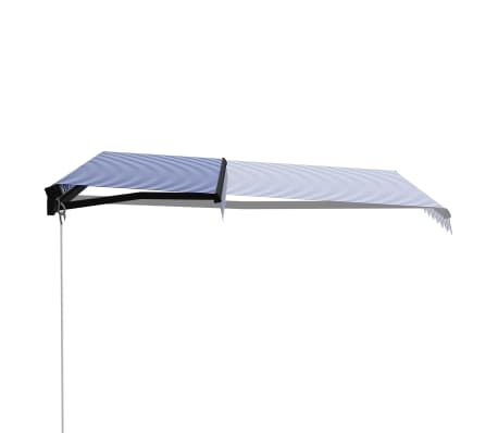 vidaXL Copertină retractabilă manual, albastru și alb, 300 x 250 cm