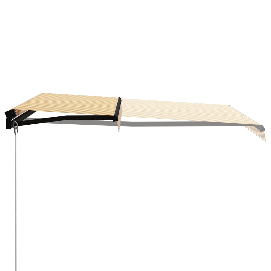 vidaXL Luifel handmatig uittrekbaar 300x250 cm geel en wit afbeelding