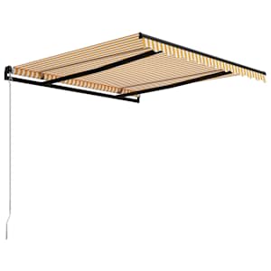 Ručně zatahovací markýza 300 x 250 cm žlutobílá - obrázek 3