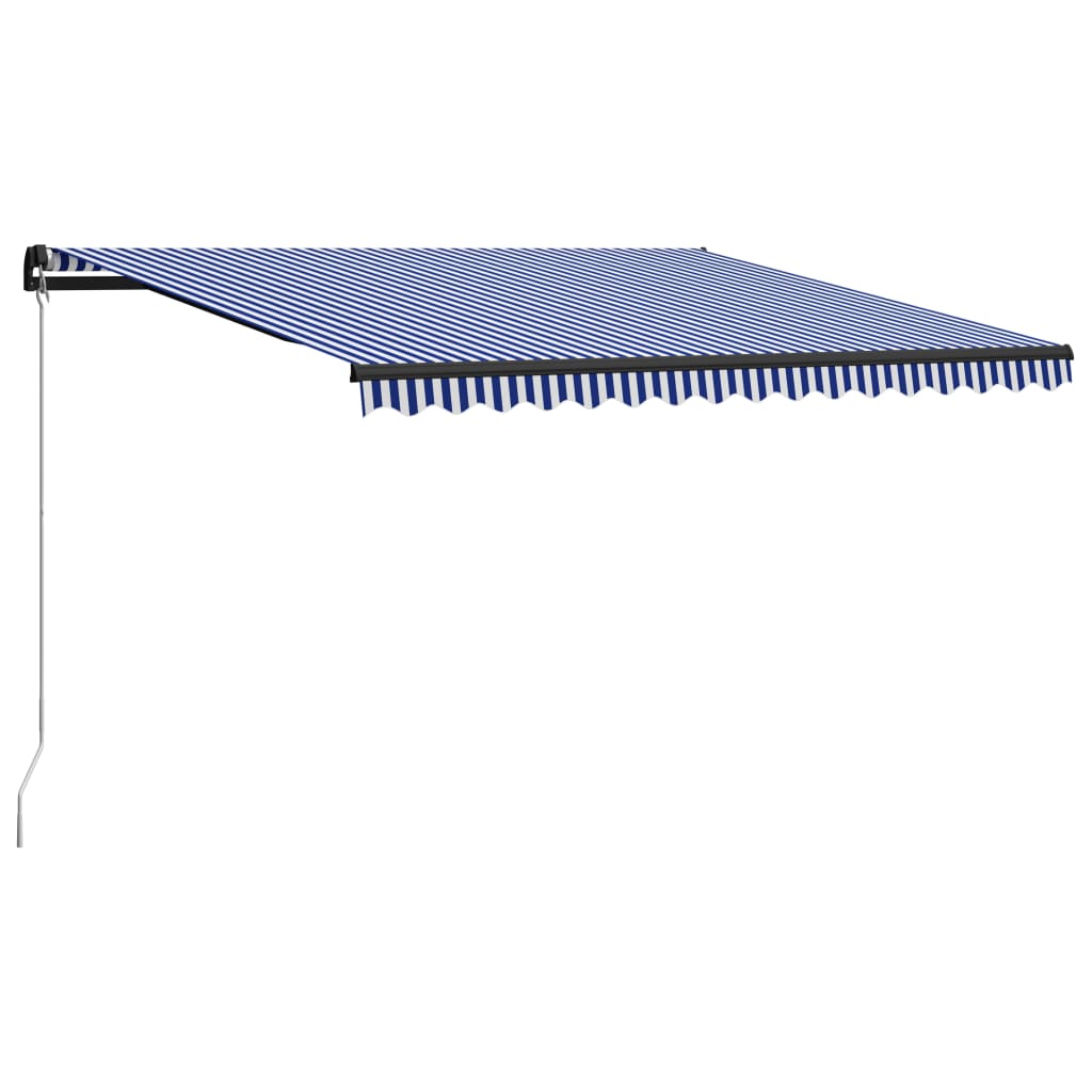 vidaXL Copertină retractabilă manual, albastru și alb, 400 x 300 cm