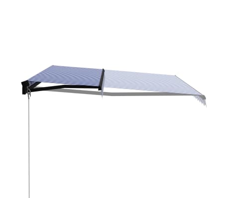 vidaXL Toldo manual retr&aacute;ctil azul y blanco 450x300 cm