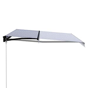 vidaXL Toldo manual retr&aacute;ctil azul y blanco 450x300 cm