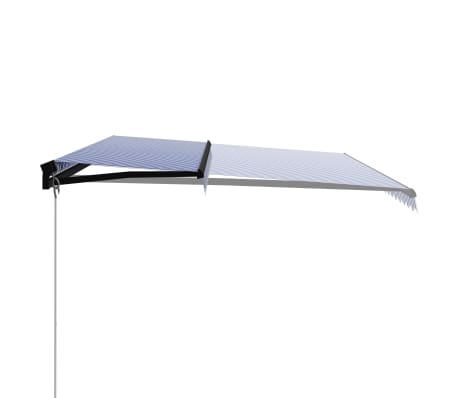 vidaXL Copertină retractabilă manual, albastru și alb, 500 x 300 cm