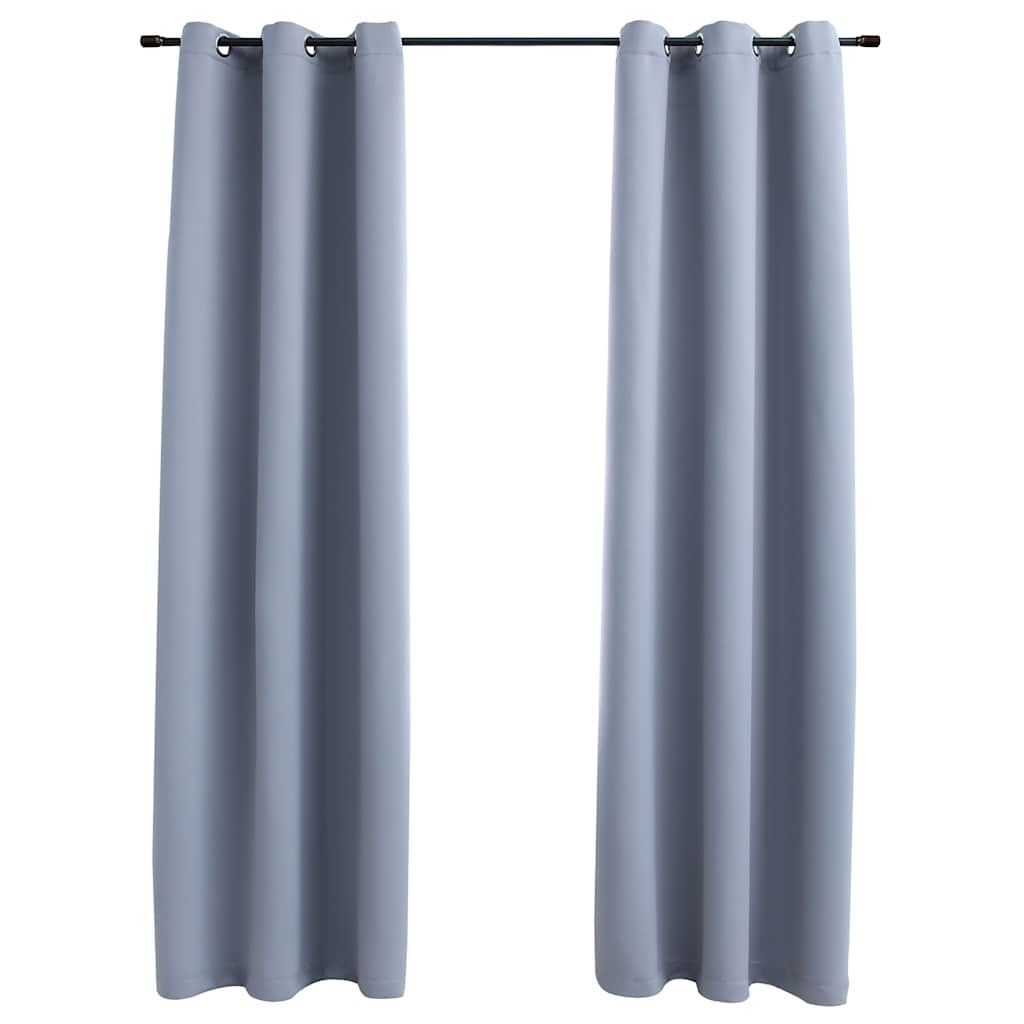 VidaXL Blackout Curtains With Rings 2 Pcs Gray 37x95 Fabric