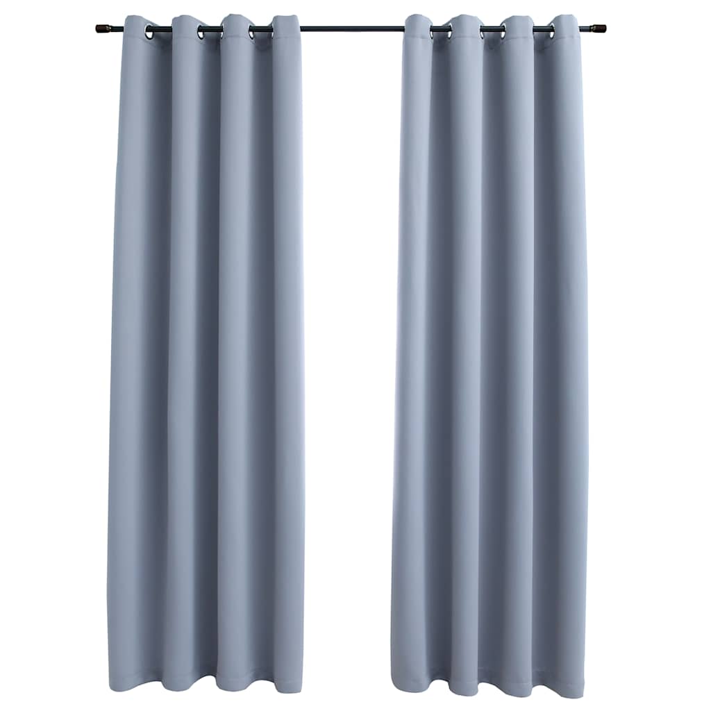 VidaXL Blackout Curtains With Rings 2 Pcs Gray 54x63 Fabric