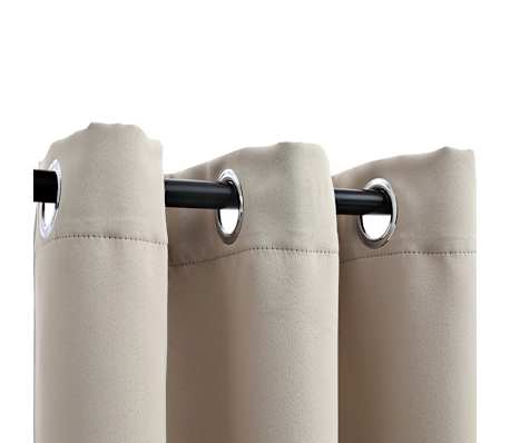 vidaXL Затъмняващи завеси с халки, 2 бр., бежови, 97x160 см, плат