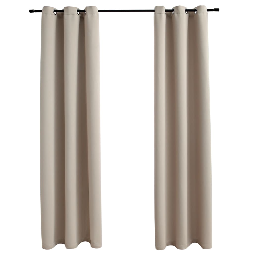 Image of vidaXL Blackout Curtains with Rings 2 pcs Beige 37"x84" Fabric
