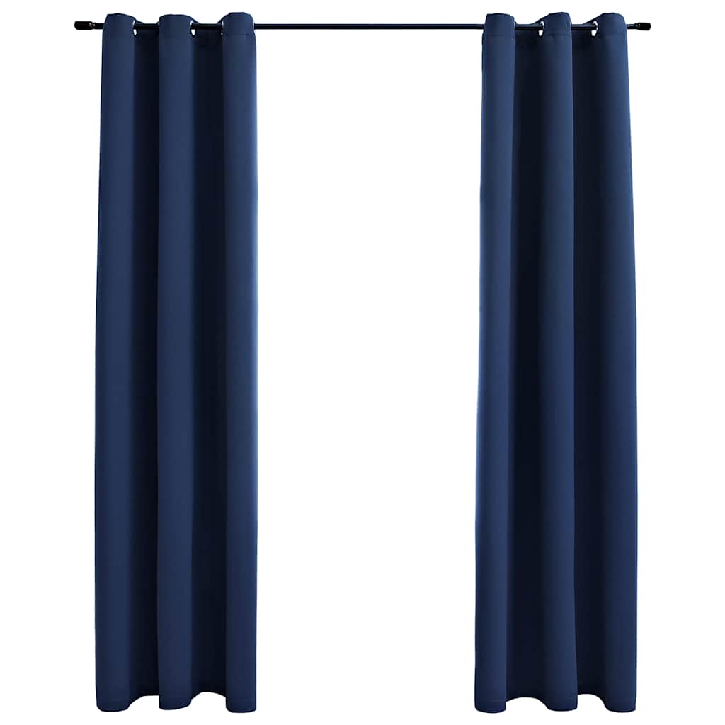 

vidaXL Blackout Curtains with Rings 2 pcs Navy Blue 37"x95" Fabric