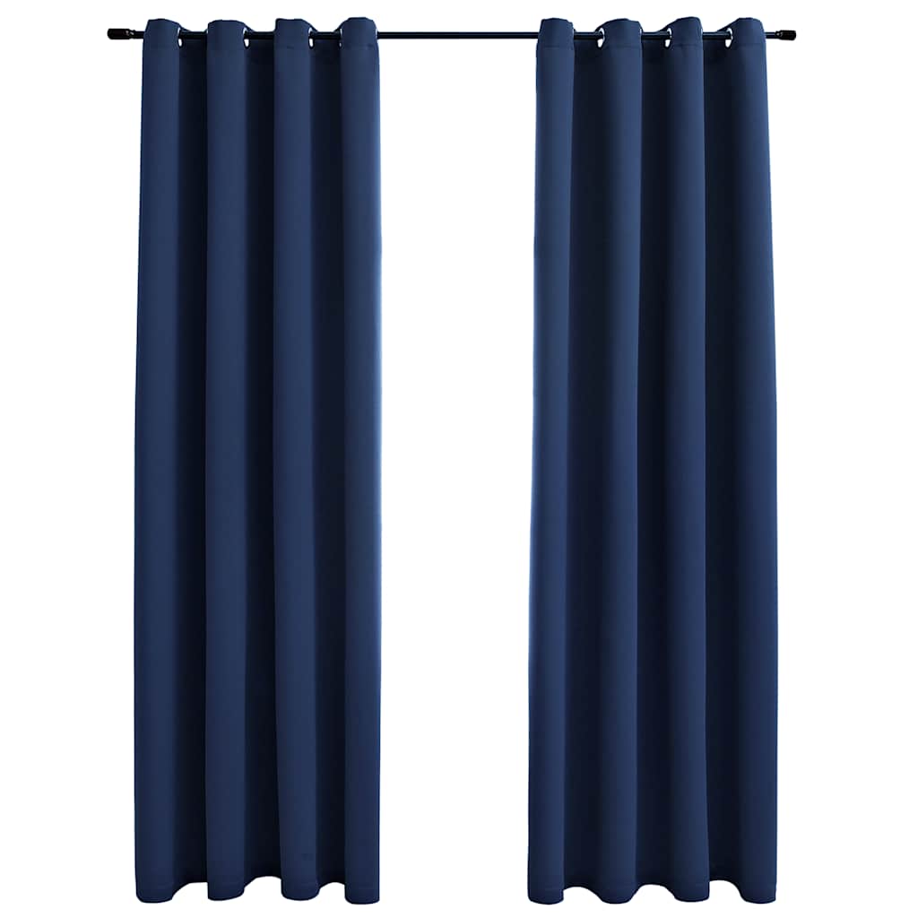 

vidaXL Blackout Curtains with Rings 2 pcs Navy Blue 54"x63" Fabric