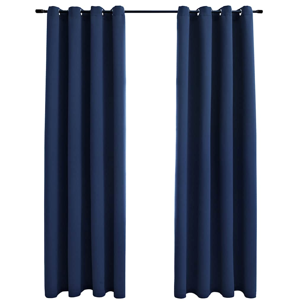 VidaXL Blackout Curtains With Rings 2 Pcs Navy Blue 54x84 Fabric