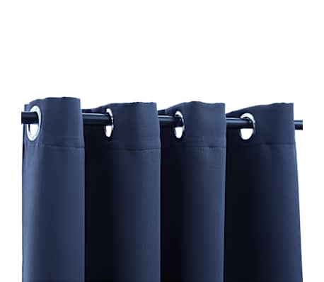 vidaXL Blackout Curtains with Rings 2 pcs Navy Blue 54"x84" Fabric