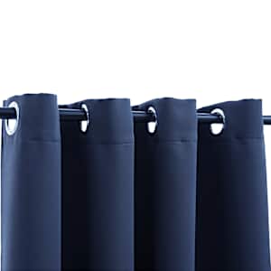 vidaXL Blackout Curtains with Rings 2 pcs Navy Blue 54"x84" Fabric
