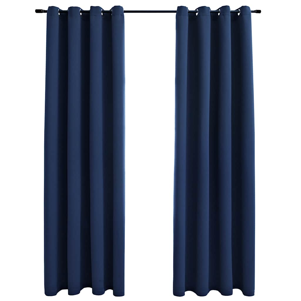 VidaXL Blackout Curtains With Rings 2 Pcs Navy Blue 54x95 Fabric