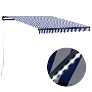 Ručně zatahovací markýza s LED světlem 300x250 cm modrá a bílá - obrázek 1