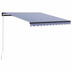 Ručně zatahovací markýza s LED světlem 300x250 cm modrá a bílá - obrázek 2