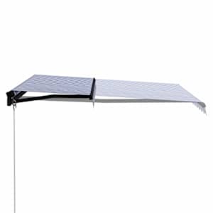 Ručně zatahovací markýza s LED světlem 300x250 cm modrá a bílá - obrázek 3